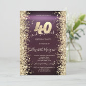 Gouden Sparkle Diamonds Bourgogne 40e verjaardag Kaart (Staand voorkant)