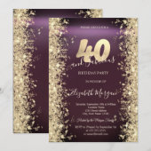 Gouden Sparkle Diamonds Bourgogne 40e verjaardag Kaart (Voorkant / Achterkant)