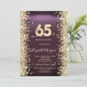 Gouden Sparkle Diamonds Bourgogne 65ste verjaardag Kaart (Staand voorkant)