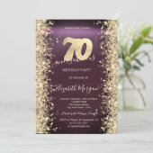 Gouden Sparkle Diamonds Bourgogne 70e verjaardag Kaart (Staand voorkant)