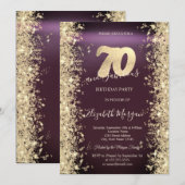 Gouden Sparkle Diamonds Bourgogne 70e verjaardag Kaart (Voorkant / Achterkant)