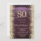 Gouden Sparkle Diamonds Bourgogne 80e verjaardag Kaart (Voorkant)