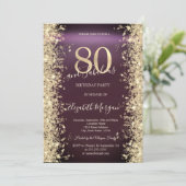 Gouden Sparkle Diamonds Bourgogne 80e verjaardag Kaart (Staand voorkant)