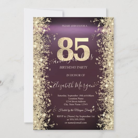 Gouden Sparkle Diamonds Bourgogne 85ste verjaardag Kaart (Voorkant)