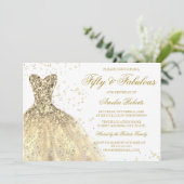 Gouden Sparkle Dress Fabulous 50ste Verjaardag Par Kaart (Staand voorkant)