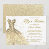 Gouden Sparkle Dress Fabulous 50ste Verjaardag Par Kaart (Voorkant / Achterkant)