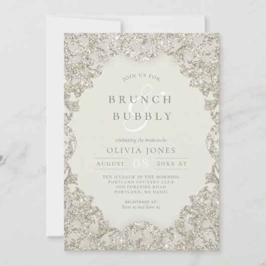 Gouden Sparkle Elegance Brunch en Bubbly Kaart (Voorkant)