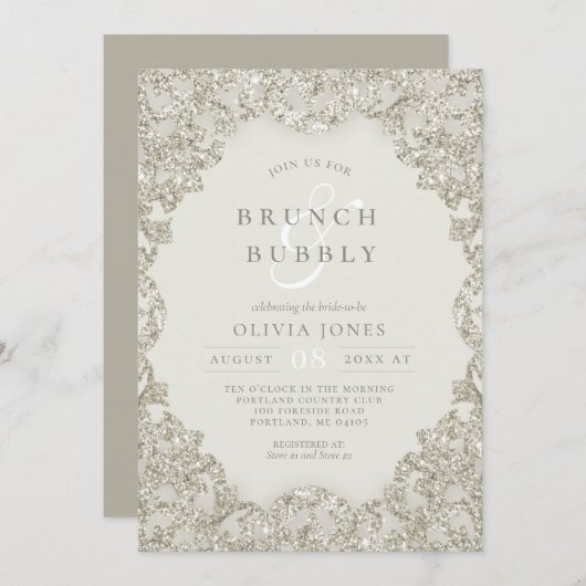 Gouden Sparkle  Elegance Brunch en Bubbly Kaart (Voorkant / Achterkant)