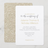 Gouden Sparkle Faux Glitter Bruiloft Kaart (Voorkant / Achterkant)