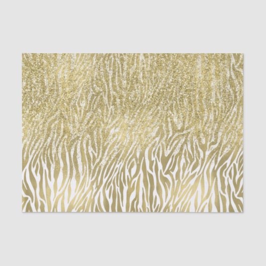 Gouden Sparkle Faux Glitter Zebra Print Tissuepapier (Voorkant)