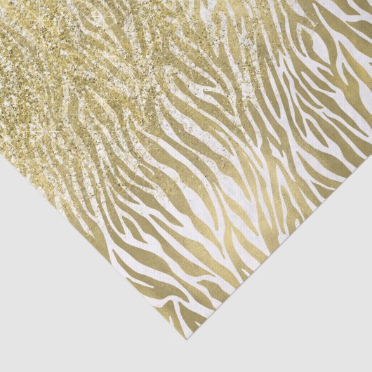 Gouden Sparkle Faux Glitter Zebra Print Tissuepapier (Detail)