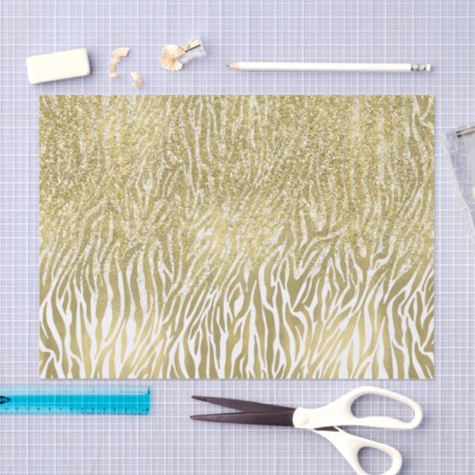 Gouden Sparkle Faux Glitter Zebra Print Tissuepapier (Craft)