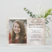 Gouden Sparkle Foto Eerste Heilige Communie Kaart (Staand voorkant)