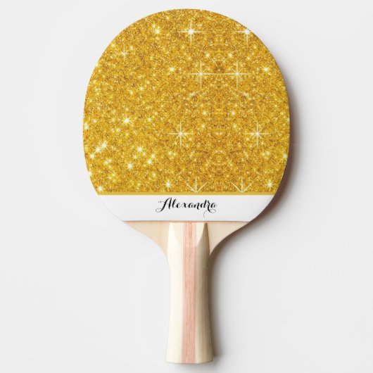 Gouden Sparkle gepersonaliseerd Tafeltennisbatje (Voorkant)