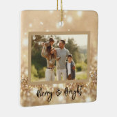 Gouden Sparkle Gepersonaliseerde Kerstversiering Keramisch Ornament (Rechts)