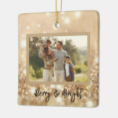 Gouden Sparkle Gepersonaliseerde Kerstversiering Keramisch Ornament (Links)
