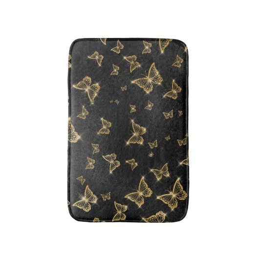 Gouden Sparkle Glam Vlinders Badmat (Voorkant Verticaal)