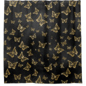 Gouden Sparkle Glam Vlinders Douchegordijn (Voorkant)