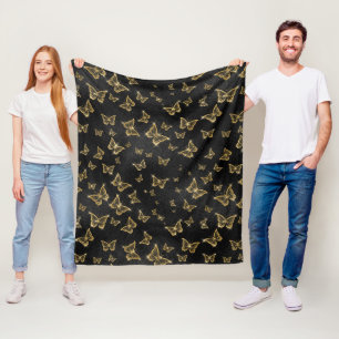 Gouden Sparkle Glam Vlinders Fleece Deken