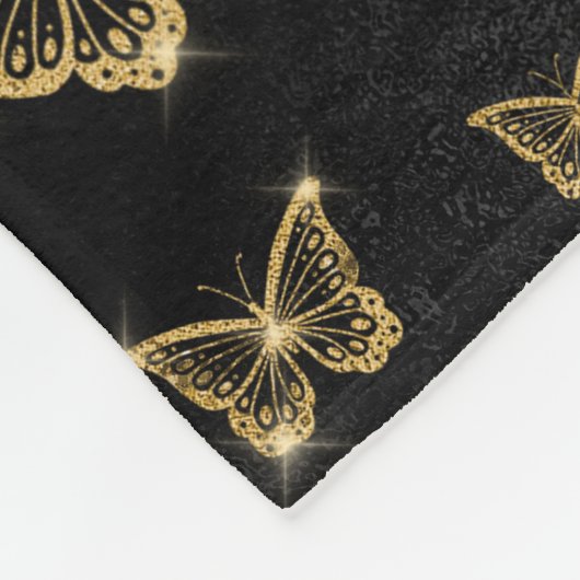 Gouden Sparkle Glam Vlinders Fleece Deken (Hoek)