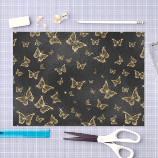 Gouden Sparkle Glam Vlinders Tissuepapier (Craft)