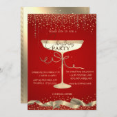 Gouden Sparkle, Glas, Corporate Red Christmas Part Kaart (Voorkant / Achterkant)