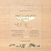 Gouden Sparkle, Glas, Paarse Vrijgezellenfeest Acryl Uitnodigingen (Voorkant)