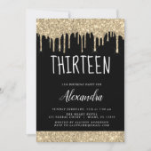Gouden Sparkle Glitter 13e Dertien Verjaardag Kaart (Voorkant)