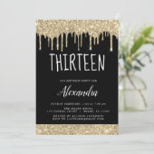 Gouden Sparkle Glitter 13e Dertien Verjaardag Kaart (Staand voorkant)