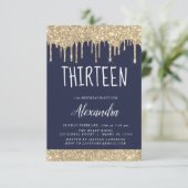 Gouden Sparkle Glitter 13e Dertien Verjaardag Kaart (Staand voorkant)