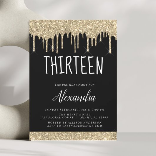 Gouden Sparkle Glitter 13e Dertien Verjaardag Kaart