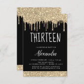 Gouden Sparkle Glitter 13e Dertien Verjaardag Kaart (Voorkant / Achterkant)