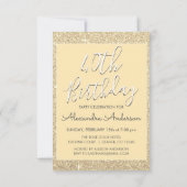 Gouden Sparkle Glitter 40e Verjaardagsfeestje Kaart (Achterkant)