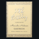 Gouden Sparkle Glitter 50e verjaardag gastenboek Notitieboek<br><div class="desc">Luxe Goud en Gele Sparkle Glitter 50e Verjaardag Party Guest Book. Dit gastenboek is perfect voor de Gold Sparkle Glitter die vijftig verjaardagsfeestje draait en in goud wil vieren. Neem contact op met de ontwerper voor overeenkomende items.</div>