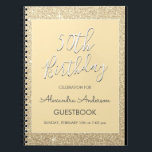 Gouden Sparkle Glitter 50e verjaardag gastenboek Notitieboek<br><div class="desc">Luxe Goud en Gele Sparkle Glitter 50e Verjaardag Party Guest Book. Dit gastenboek is perfect voor de Gold Sparkle Glitter die vijftig verjaardagsfeestje draait en in goud wil vieren. Neem contact op met de ontwerper voor overeenkomende items.</div>