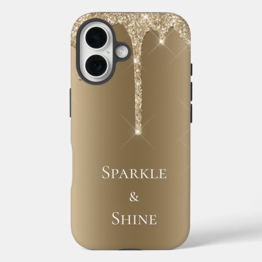 Gouden Sparkle Glitter Drips Case-Mate iPhone Case (Achterkant)
