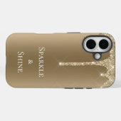 Gouden Sparkle Glitter Drips Case-Mate iPhone Case (Achterkant (horizontaal))