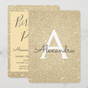 Gouden Sparkle Glitter Girly Verjaardagsfeestje Kaart