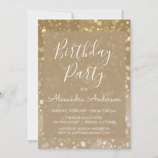 Gouden Sparkle Glitter Lichten Elke Leeftijd Verja Kaart (Voorkant)