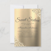 Gouden Sparkle Glitter Lief Zestien Verjaardag Kaart (Voorkant)