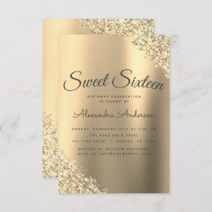 Gouden Sparkle Glitter Lief Zestien Verjaardag Kaart