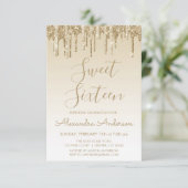 Gouden Sparkle Glitter Lief Zestien Verjaardag Kaart (Staand voorkant)