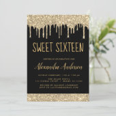 Gouden Sparkle Glitter Lief Zestien Verjaardag Kaart (Staand voorkant)