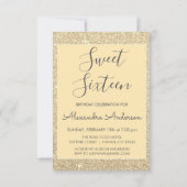Gouden Sparkle Glitter Lief Zestien Verjaardag Kaart (Achterkant)