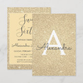 Gouden Sparkle Glitter Lief Zestien Verjaardag Kaart (Voorkant / Achterkant)