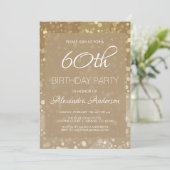 Gouden Sparkle Glitter Lights 60e Verjaardagsfeest Kaart (Staand voorkant)