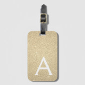 Gouden Sparkle Glitter Monogram Naam Bagagelabel (Voorkant (verticaal))