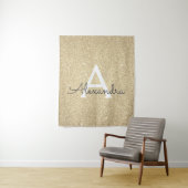 Gouden Sparkle Glitter Monogram Tapestry Wandkleed (In situ)