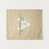 Gouden Sparkle Glitter Monogram Tapestry Wandkleed (Voorkant (horizontaal))