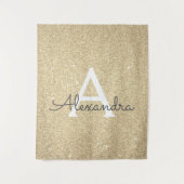 Gouden Sparkle Glitter Monogram Tapestry Wandkleed (Voorkant)